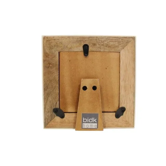 BIDK Home Wood Square Picture Frame Brown White Holds 4"x4" Photo (Total 6"x6") - Picture 2 of 9